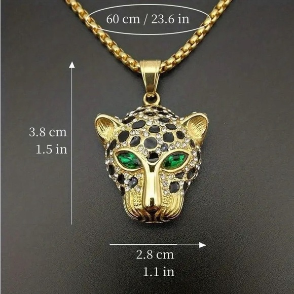Leopard Head Pendant On 23” Chain - Picture 2 of 4
